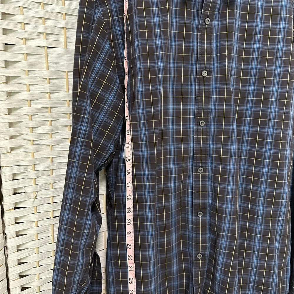Banana Republic Men's Black and Blue plaid long sleeveShirt Size XL‎ button down